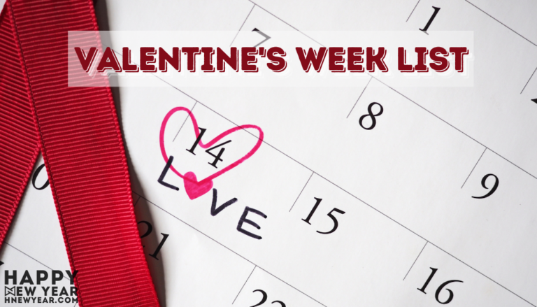 Valentine's Week List 2025 Dates Schedule February Days List